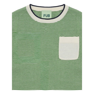 FUB - Striped Crew Neck T-Shirt Fine Knit Organic Cotton | Green