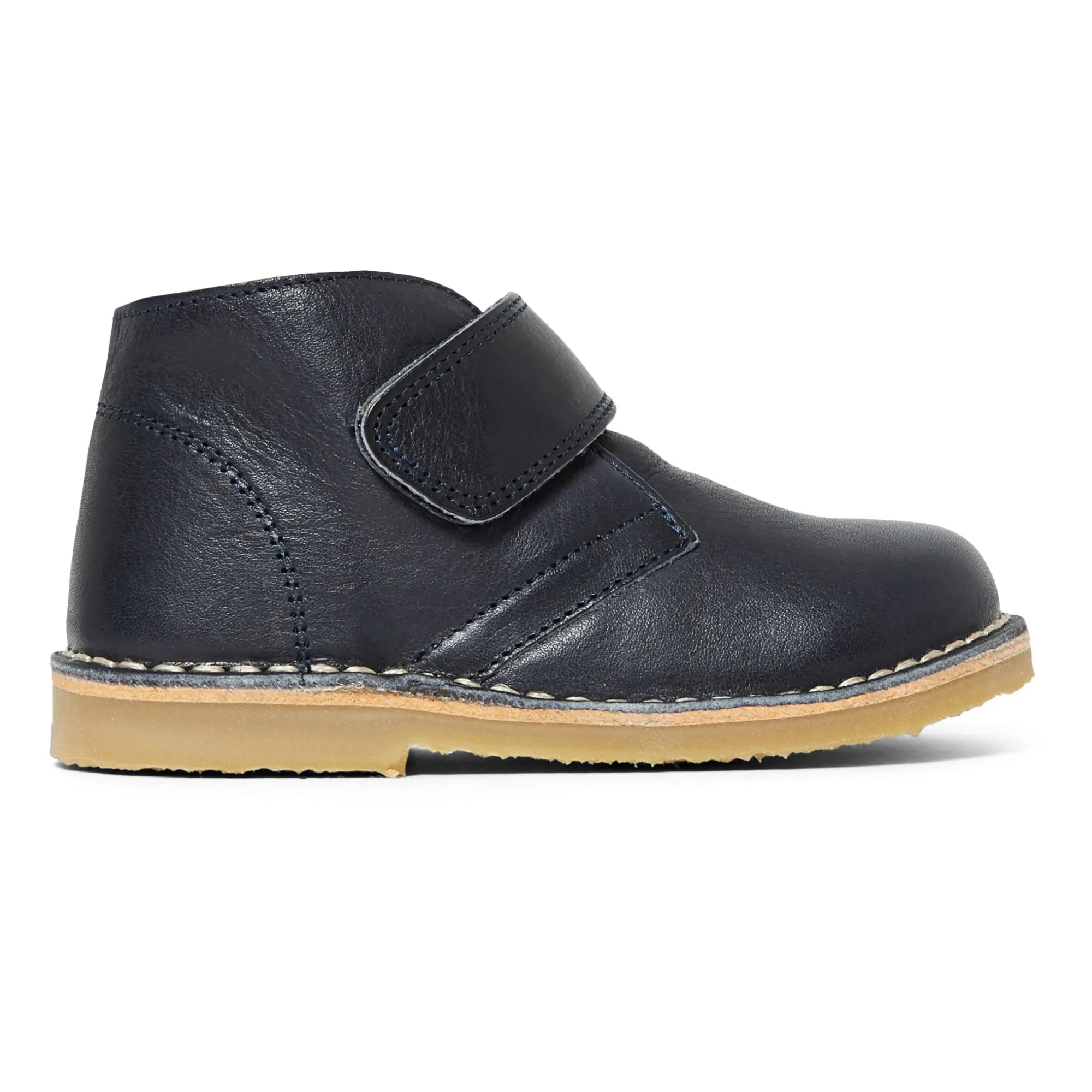 Petit Nord - Sand-colored Fur Velcro Shoes | Navy Blue