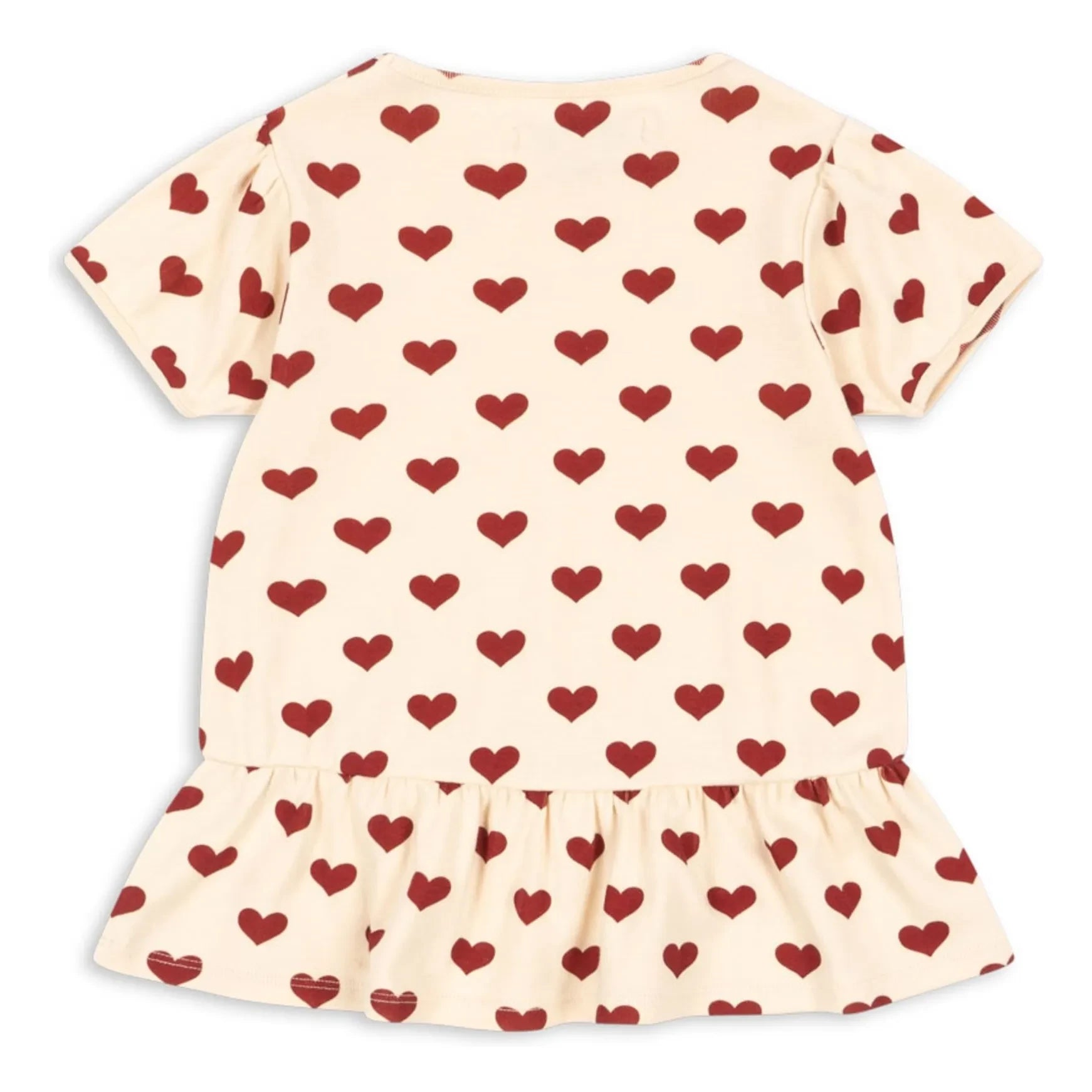 Konges Sløjd - Organic Cotton Basic Ruffled Hearts T-Shirt | Beige