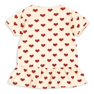 Konges Sløjd - Organic Cotton Basic Ruffled Hearts T-Shirt | Beige