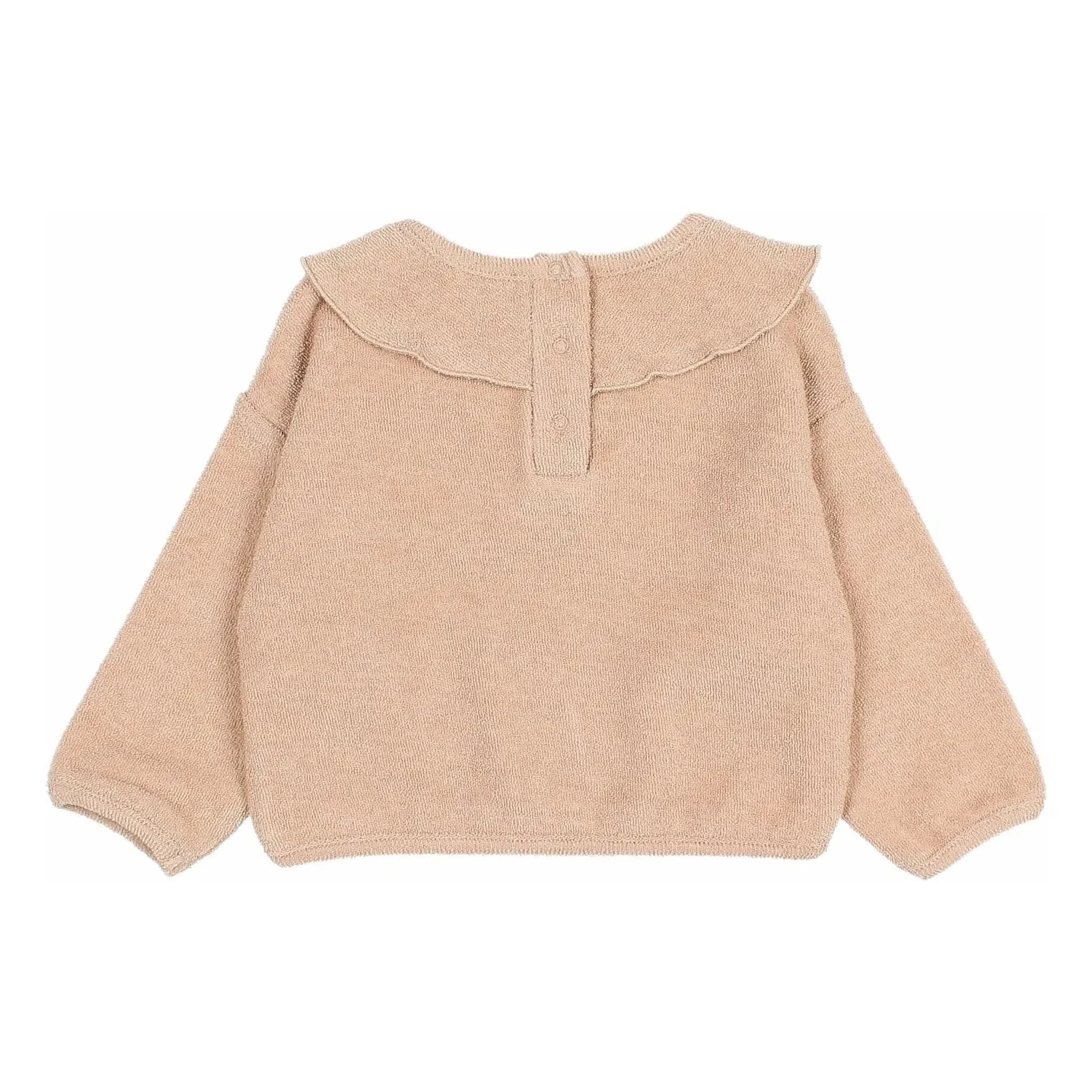 Búho - Organic Towel Fabric Ruffled Sweatshirt | Pink
