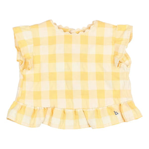 Búho - Yellow Organic Cotton Seersucker Ruffled Top