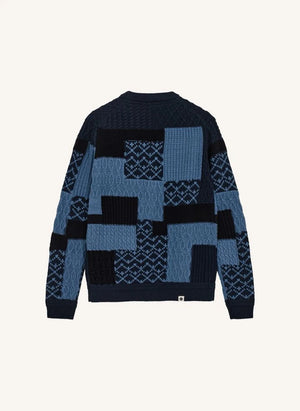 Anerkjendt - Aksvend Patchwork Recycled Polyester Cardigan | Navy