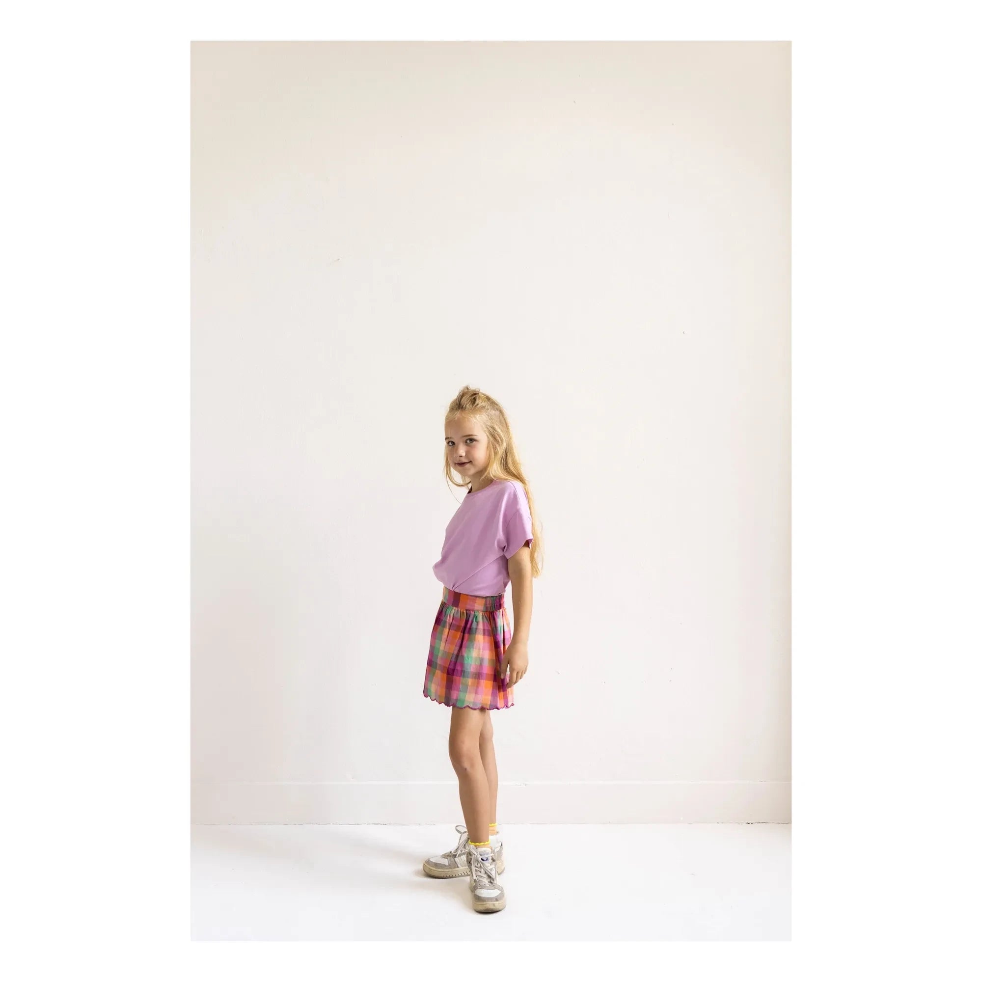 Jenest - Sara Organic Cotton Check Skirt | Fuchsia