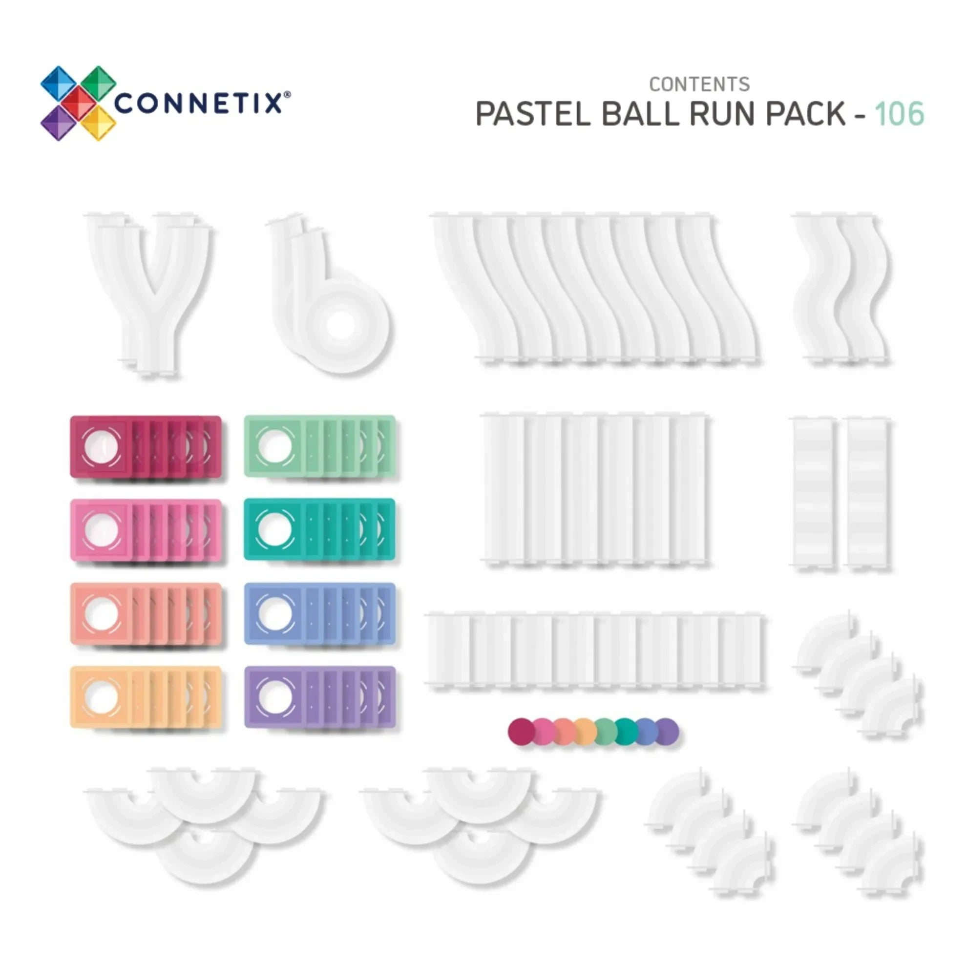 Connetix - Ball Run paketi - 106 parça | Pastel