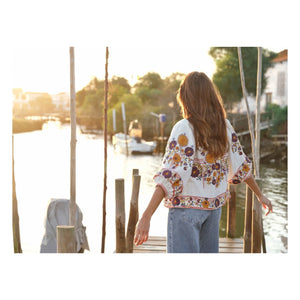 M.A.B.E. - Greta Cotton Embroidered Jacket | Orange
