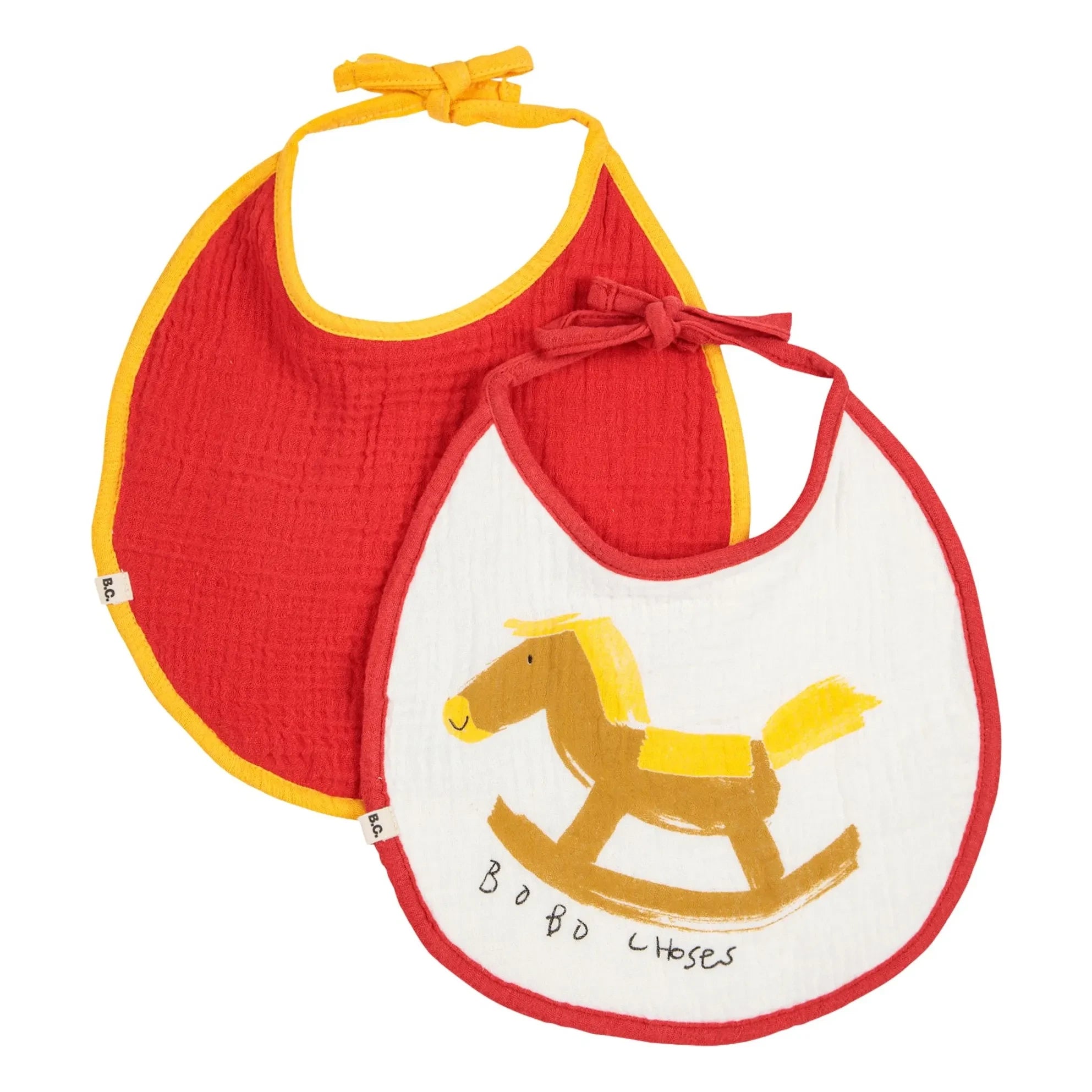 Bobo Choses - 2'li Organik Pamuk Müslin Atlı Bib Seti | Kırmızı