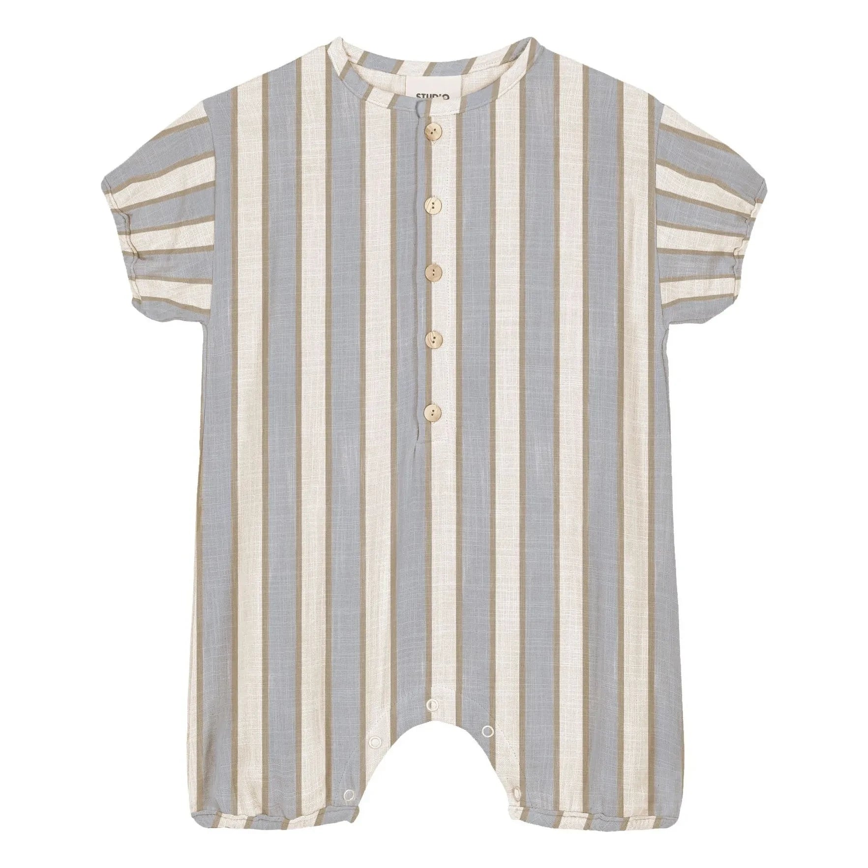 Studio Bohème - Combishort Bebecito Striped Organic Cotton | Light blue