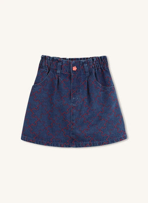 Kenzo - Lastikli Denim Etek | Mavi