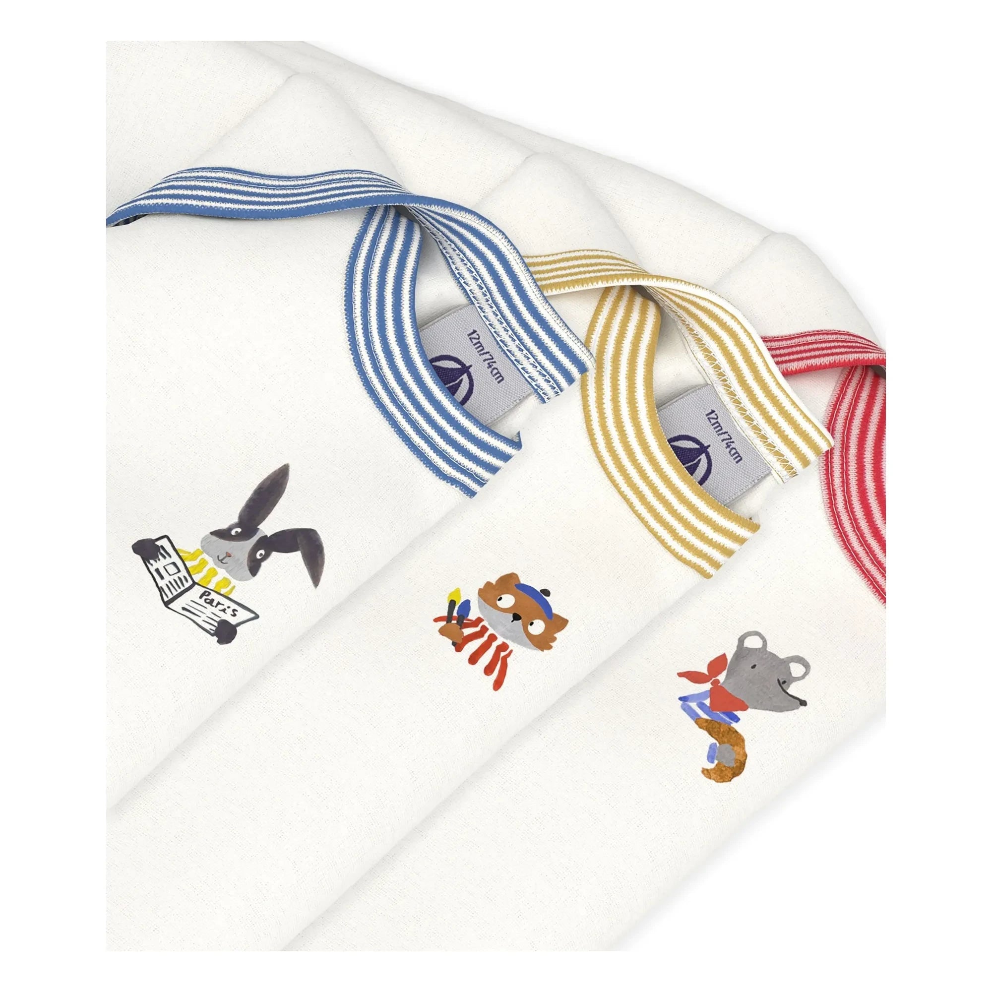Petit Bateau - 3'lü Organik Pamuklu Hayvan Desenli Body Seti | Beyaz