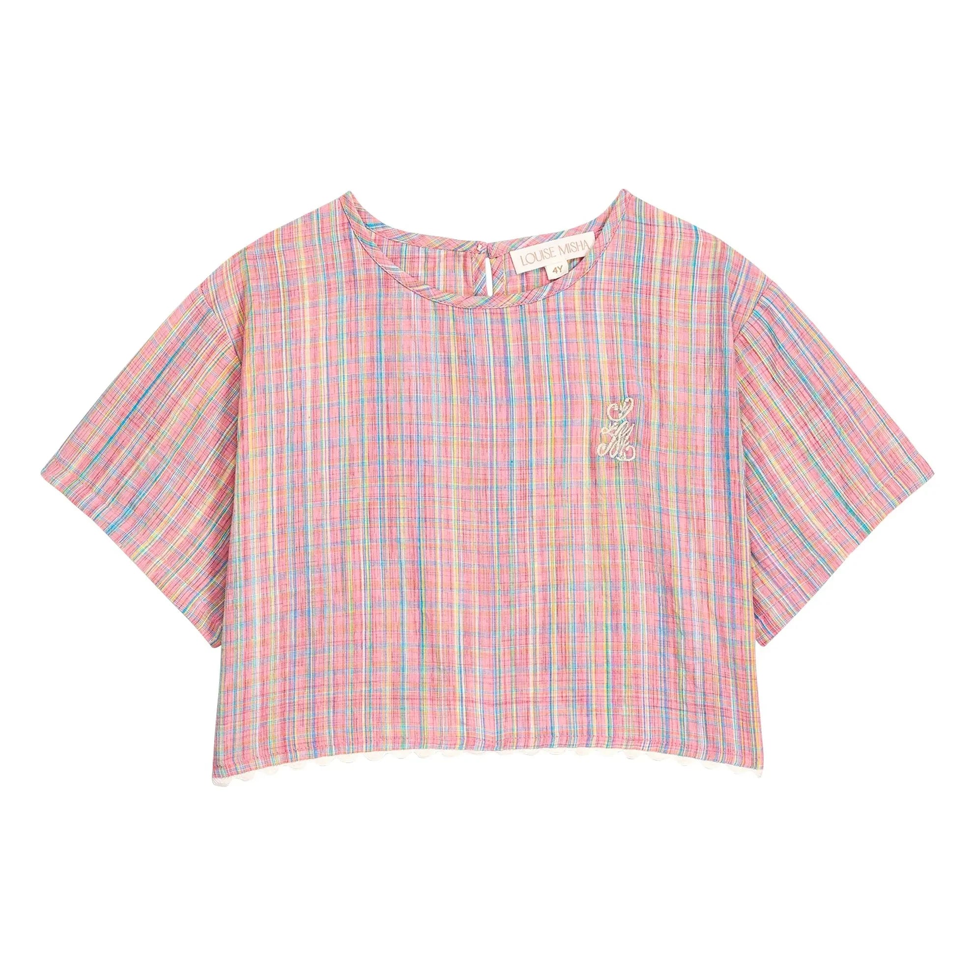 Louise Misha - Kalistée Checkered Blouse | Pink