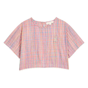 Louise Misha - Kalistée Checkered Blouse | Pink
