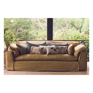 HKliving - 4-Person Linen Sofa Nomad | Mustard