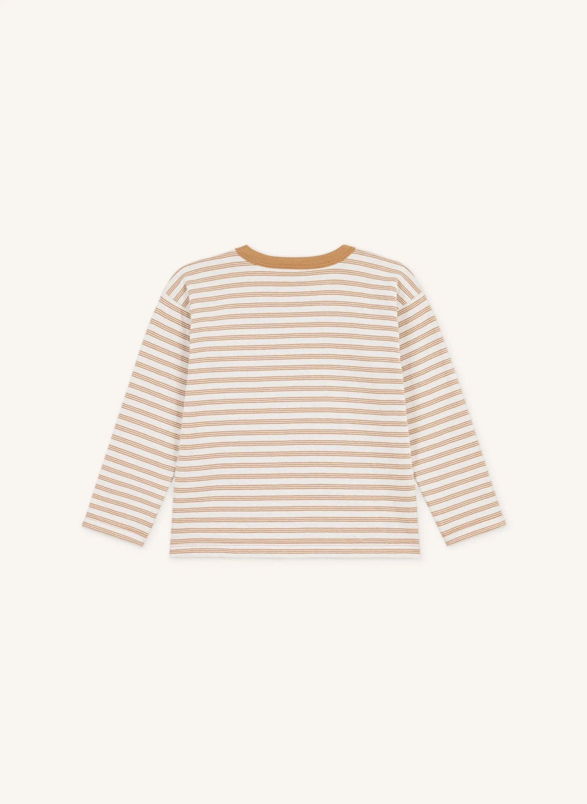 Petit Bateau - Organik pamuklu çizgili logo tişört | Bej