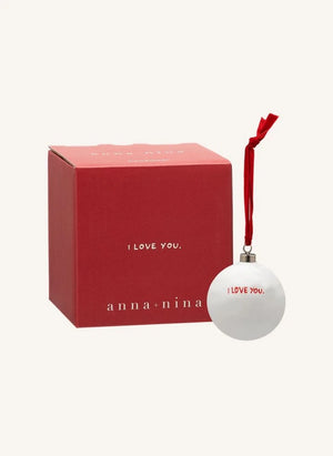 Anna + Nina - "I Love You" Christmas Ornament | White