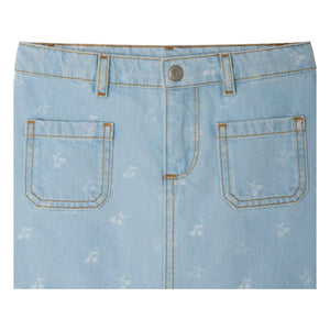 Bonpoint - Tison Cerises Denim Skirt | Light Blue