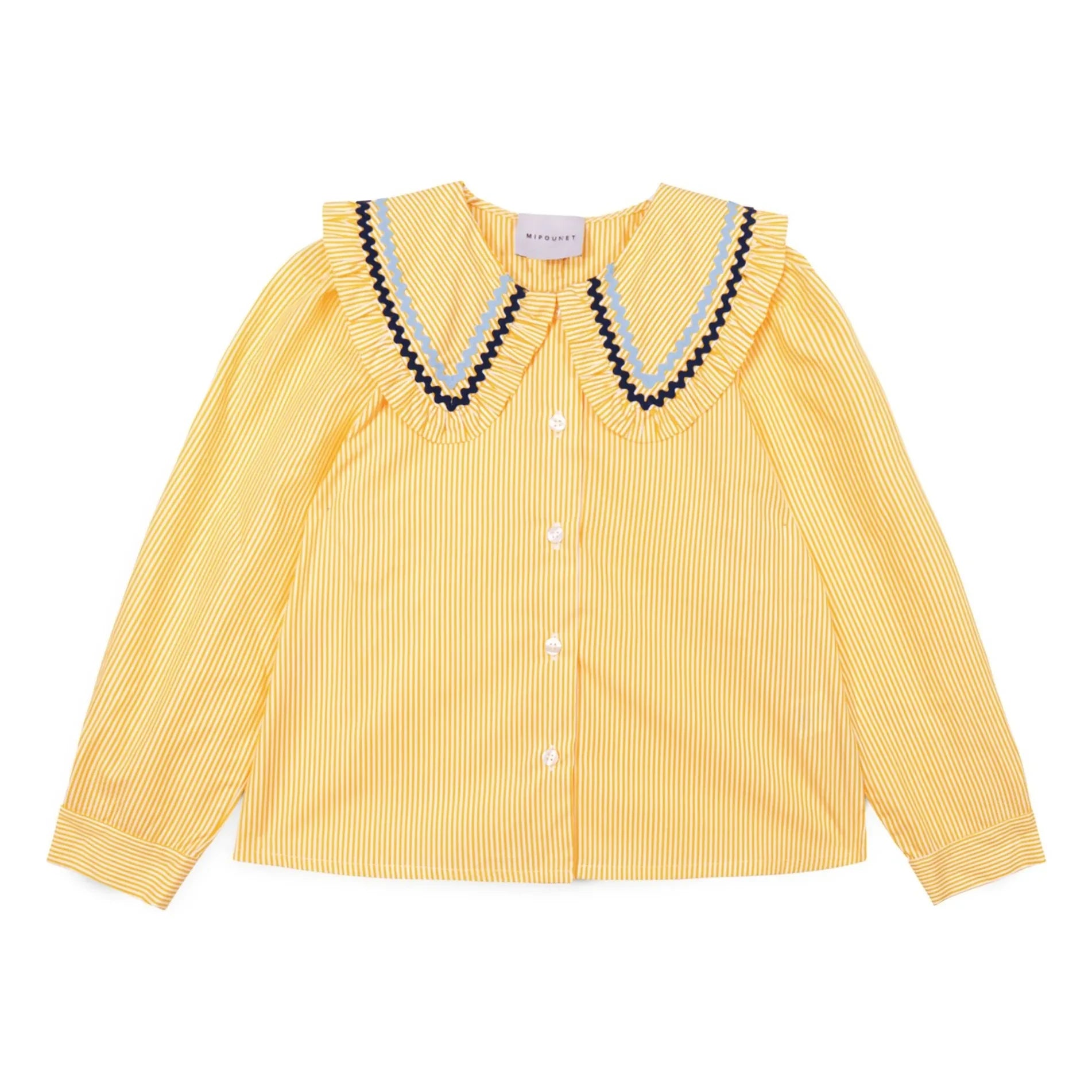 Mipounet - Claudine Collared Striped Blouse | Light Yellow
