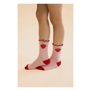 Flöss - 2 Pairs of Pointelle Vigga Strawberry Socks Set | Pink