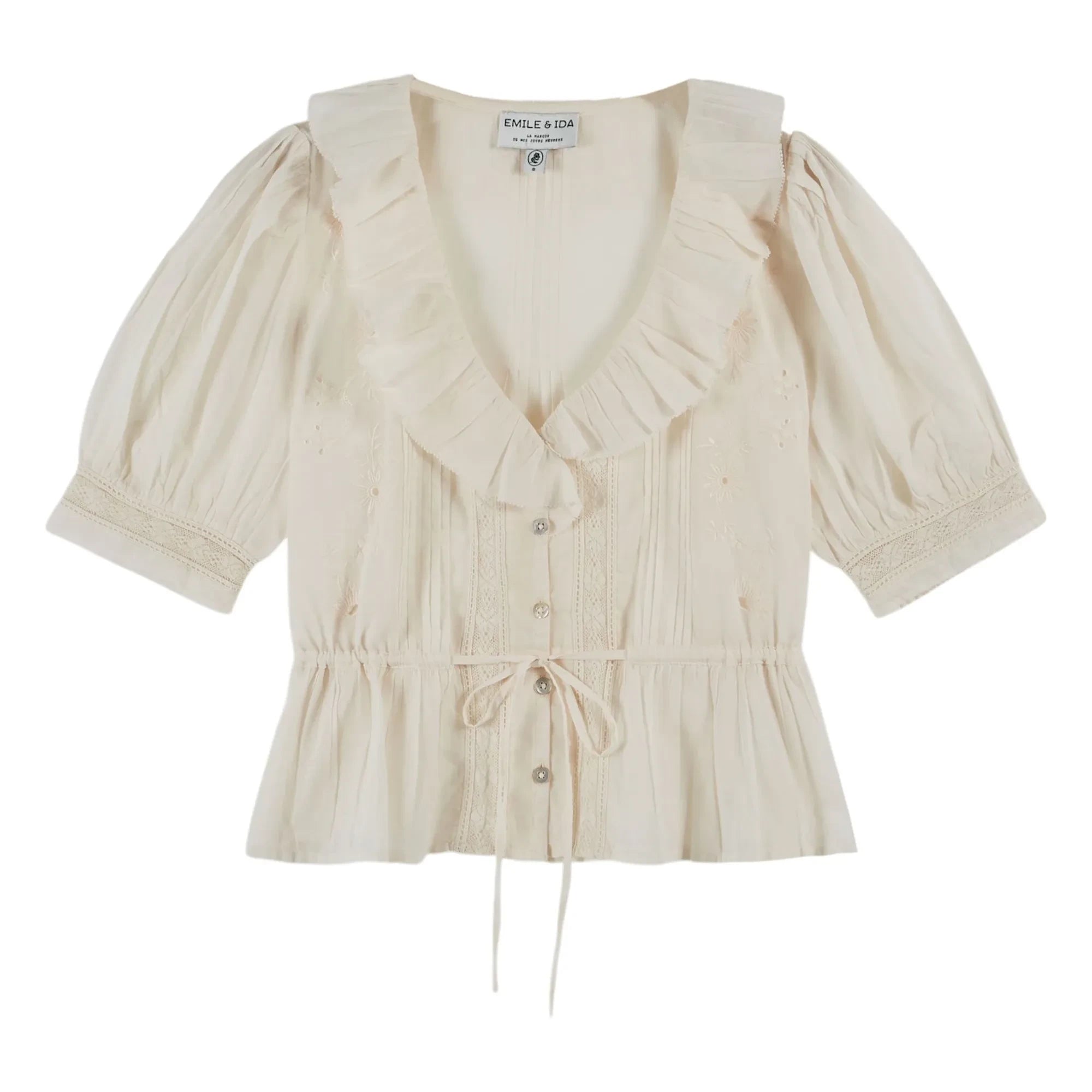 Emile et Ida - Cotton Ruffled Blouse | Cream