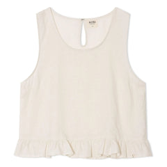 Matona - Gathered Linen Top | White