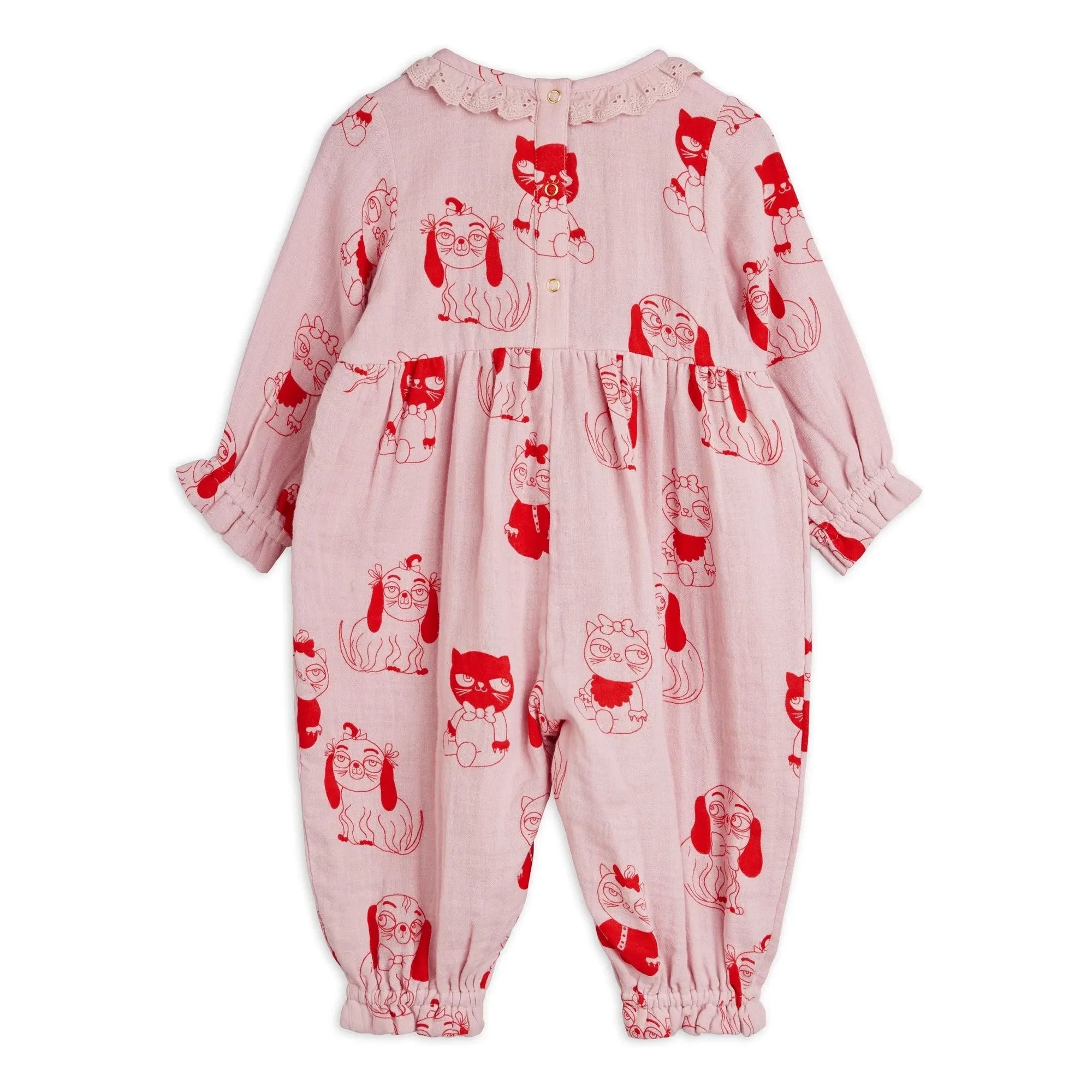 Mini Rodini - Organic Cotton Animal Romper | Pink