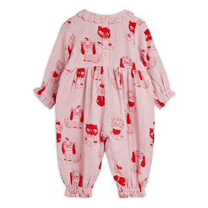 Mini Rodini - Organic Cotton Animal Romper | Pink