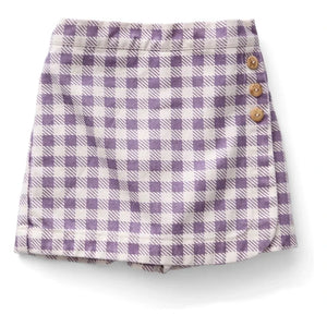 Soor Ploom - Olive Colored Checkered Short Skirt | Lilac