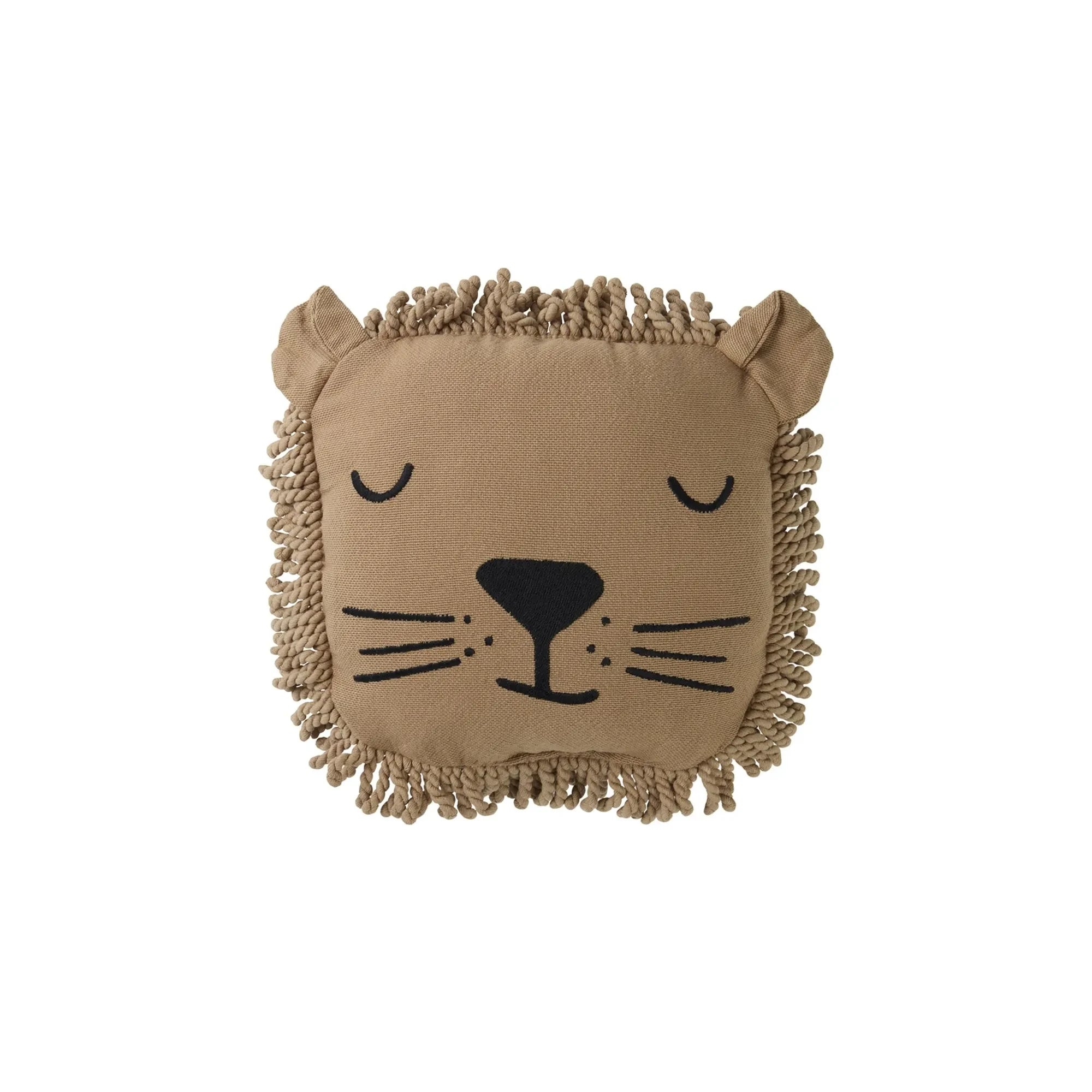 Nobodinoz - Lion Embroidered Pillow | Sand