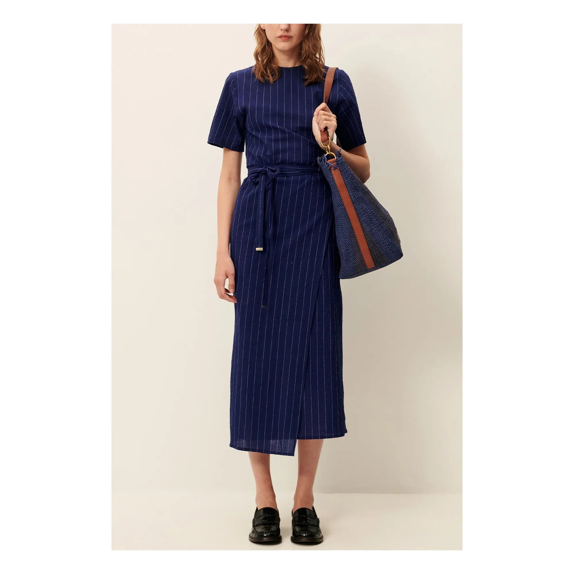Sessùn - Lazula Cotton Striped Dress | Navy Blue