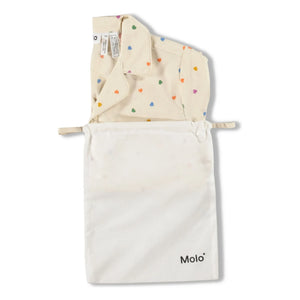 Molo - Lexi Hearts Organic Cotton Short Pajamas | Ecru