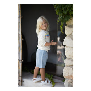 1+ in the family - Andratx Striped Denim Bermuda Shorts Organic Cotton | Light Blue