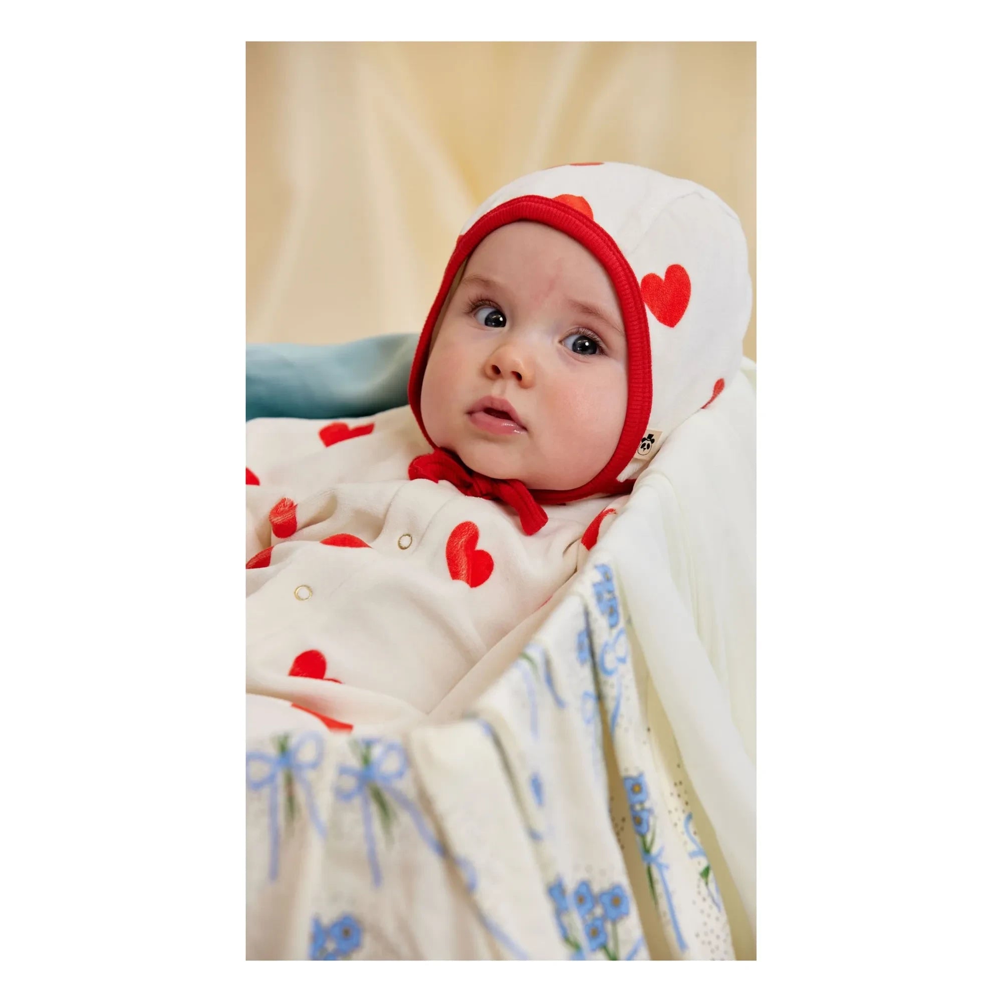 Mini Rodini - Béguin Heart Patterned Organic Cotton | White