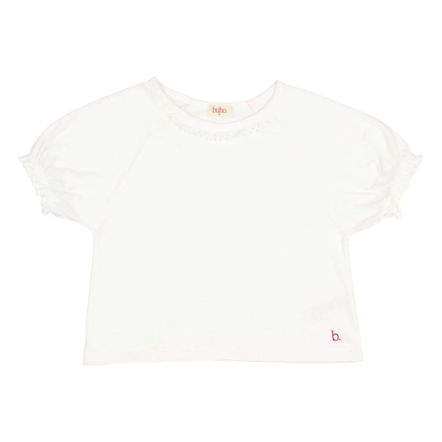 Búho - Organic Cotton Lace T-Shirt | White