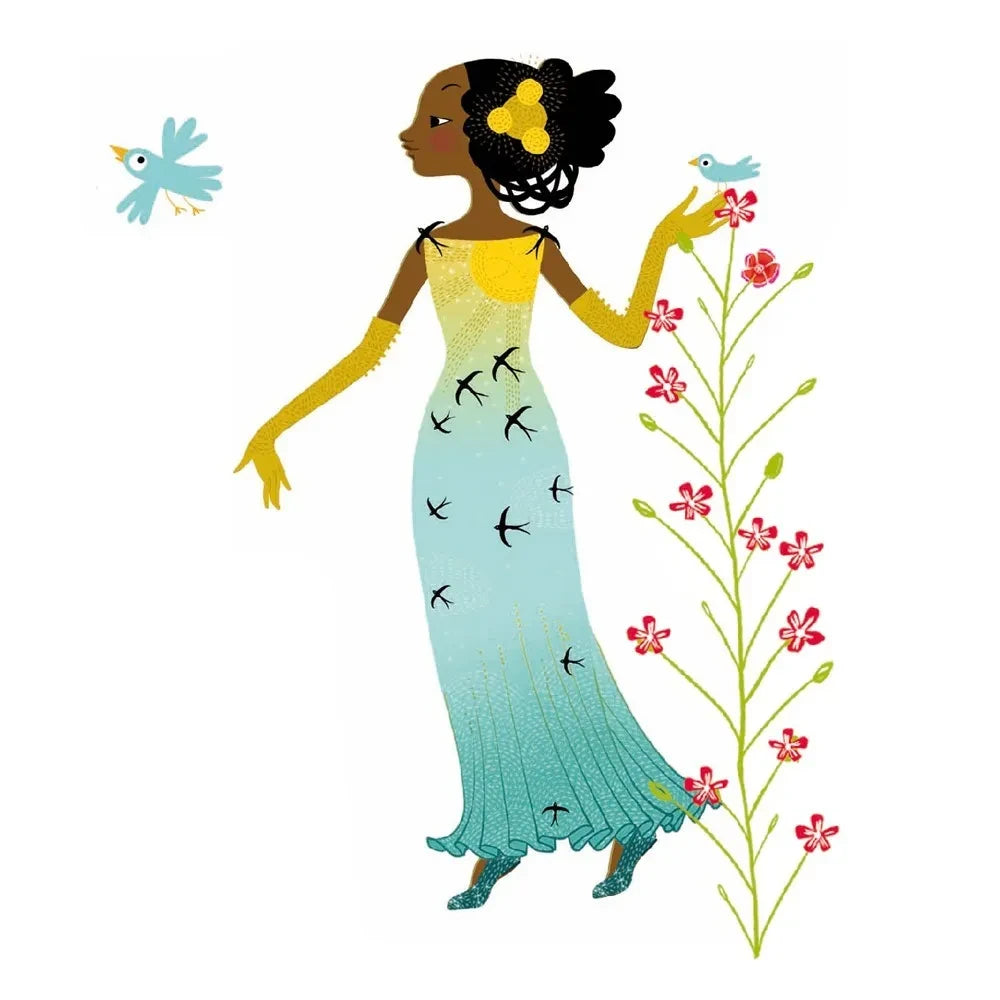 Djeco - 4 Seasons Dress - Stickers and Paper Dolls