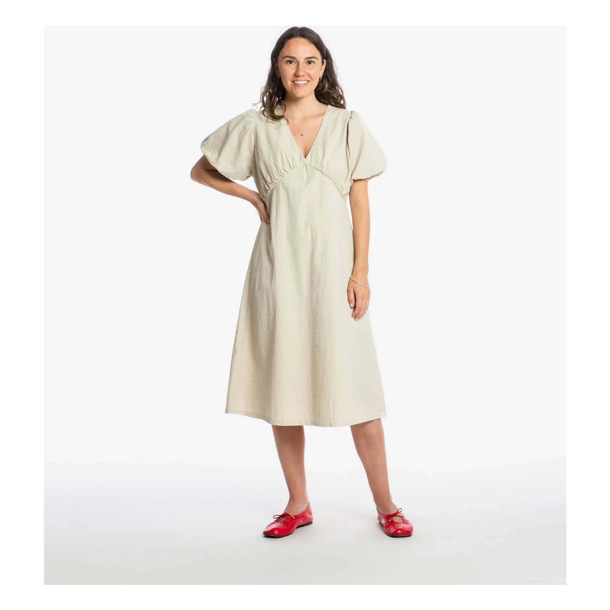 Matona - Mi-Long Organic Cotton Dress | Sand