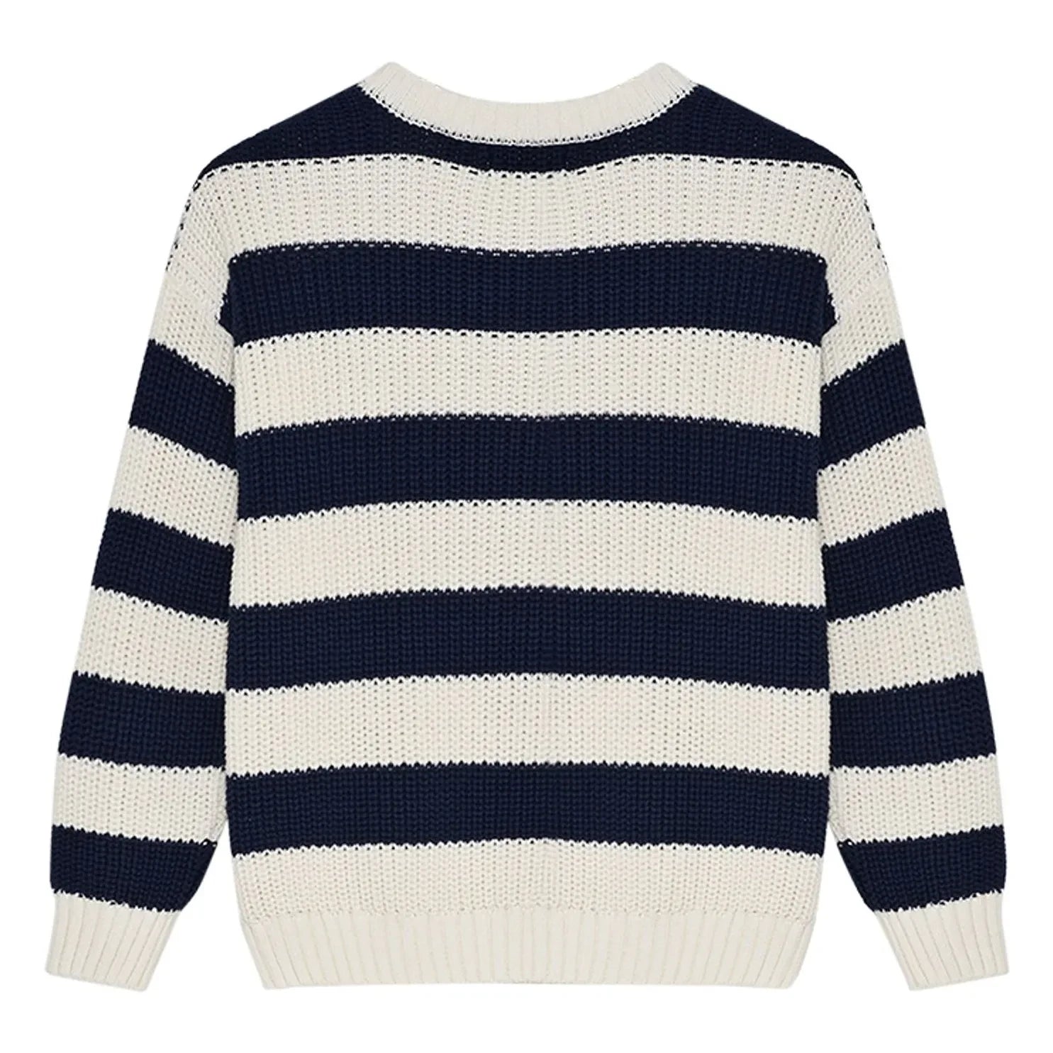 the new society - Musa Cotton Striped Sweater | Midnight blue