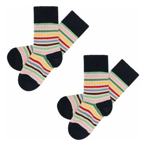 FUB - 2 Pairs Classic Striped Socks Set | Red