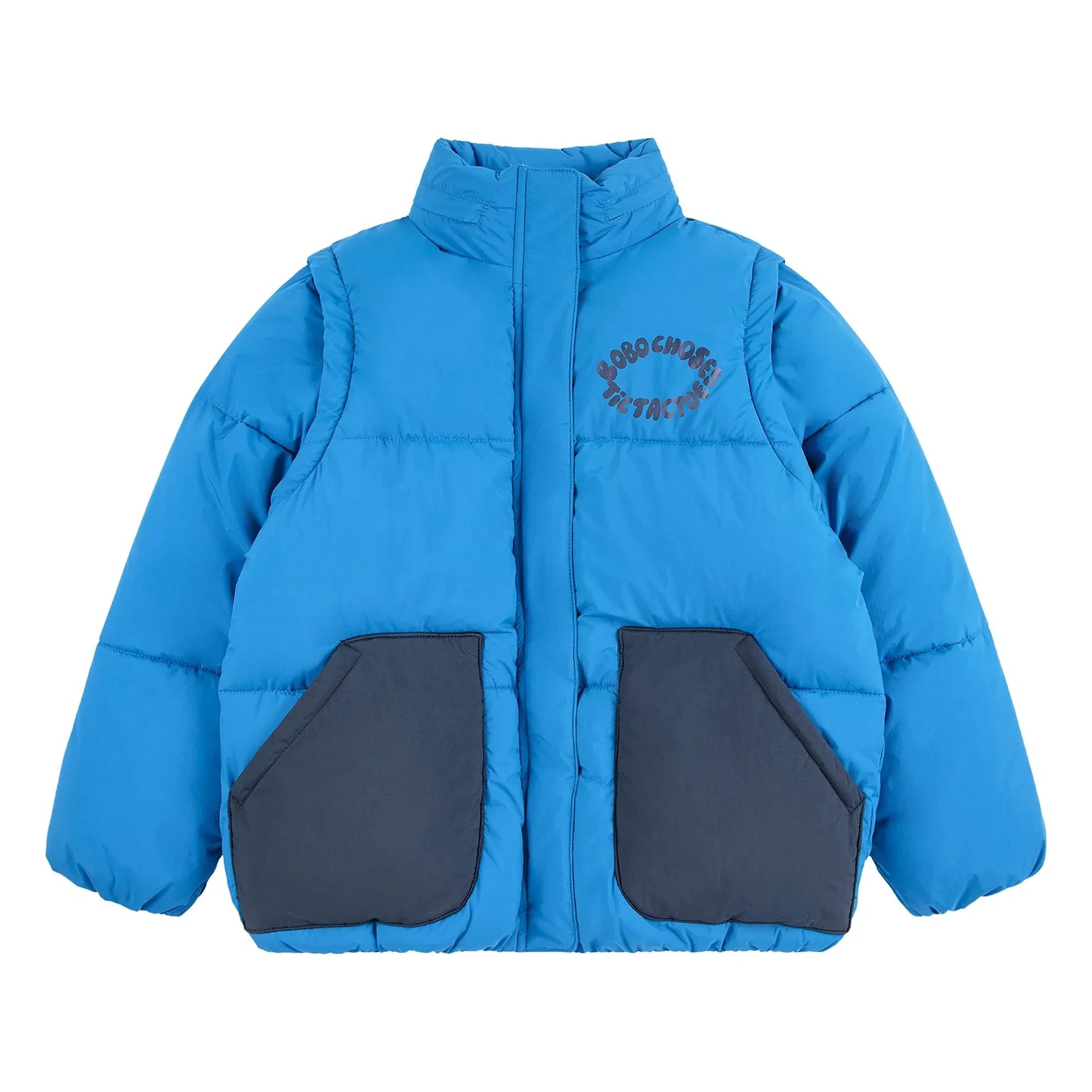 Bobo Choses - Tic Tac Toe Recycled Fiber Puffer Coat | Blue