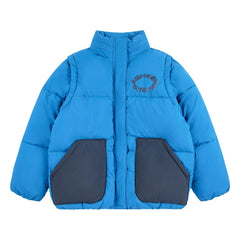 Bobo Choses - Tic Tac Toe Recycled Fiber Puffer Coat | Blue