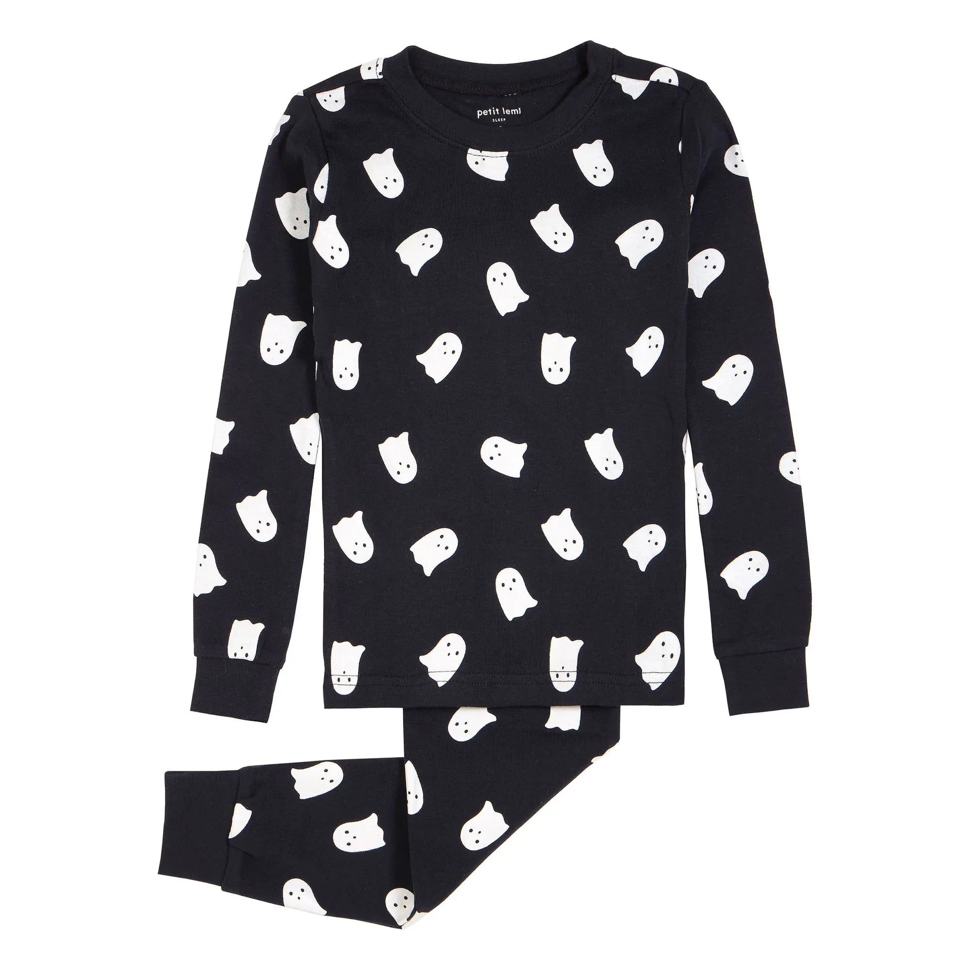 Petit Lem - Fosforlu organik pamuklu hayalet pijama | Siyah