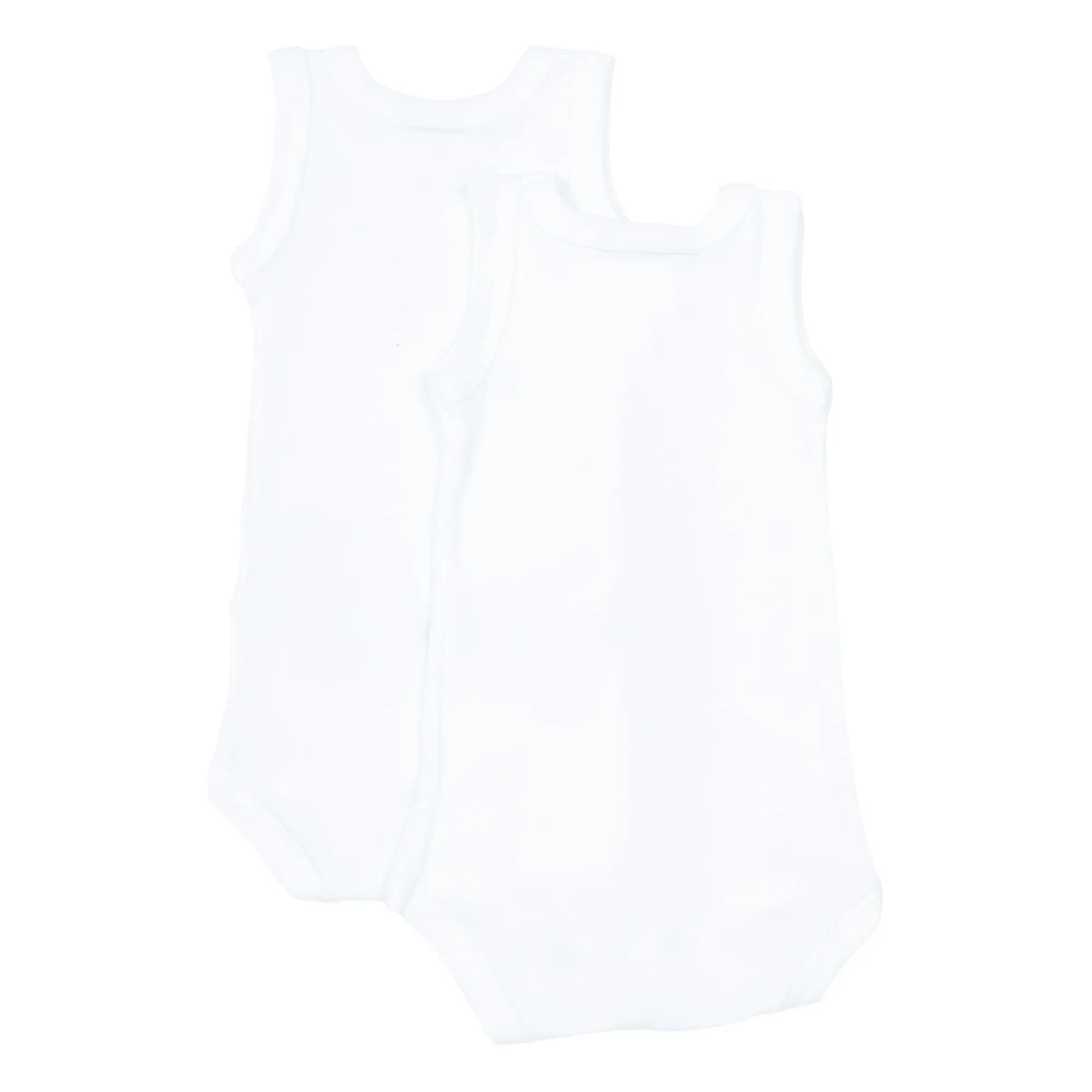 Petit Bateau - Pack of 2 Organic Cotton Sleeveless Baby Rompers | White