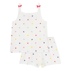Petit Bateau - Heart Print Short Pajama Tank Top | White