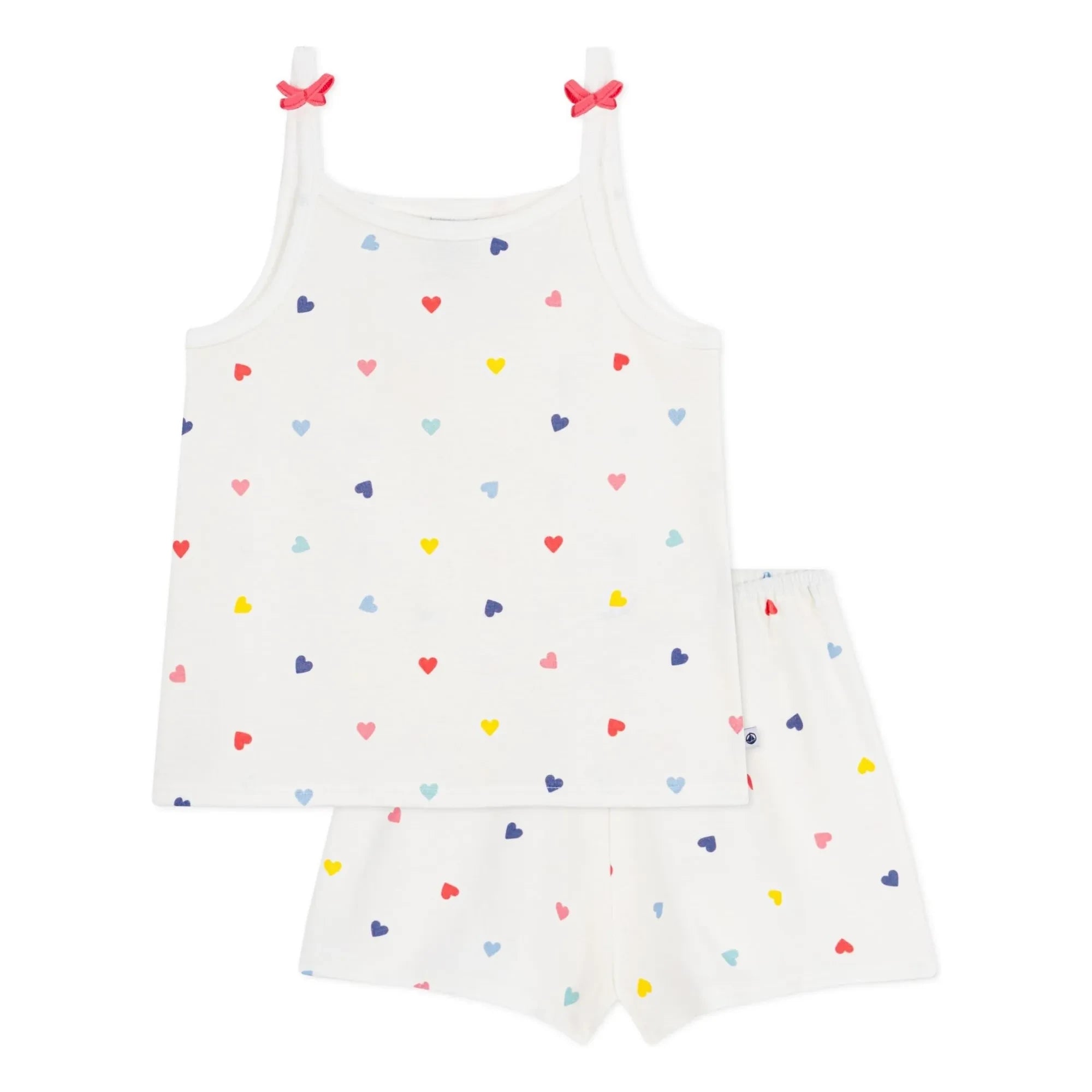 Petit Bateau - Heart Print Short Pajama Tank Top | White
