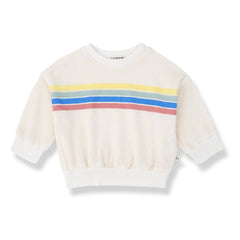 1+ in the family - Santanyi Striped Towel Sweatshirt | White