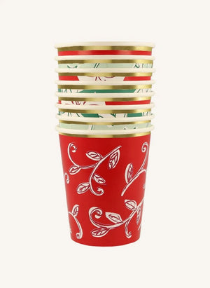 Meri Meri - Block Printed Christmas Cups - Set of 8