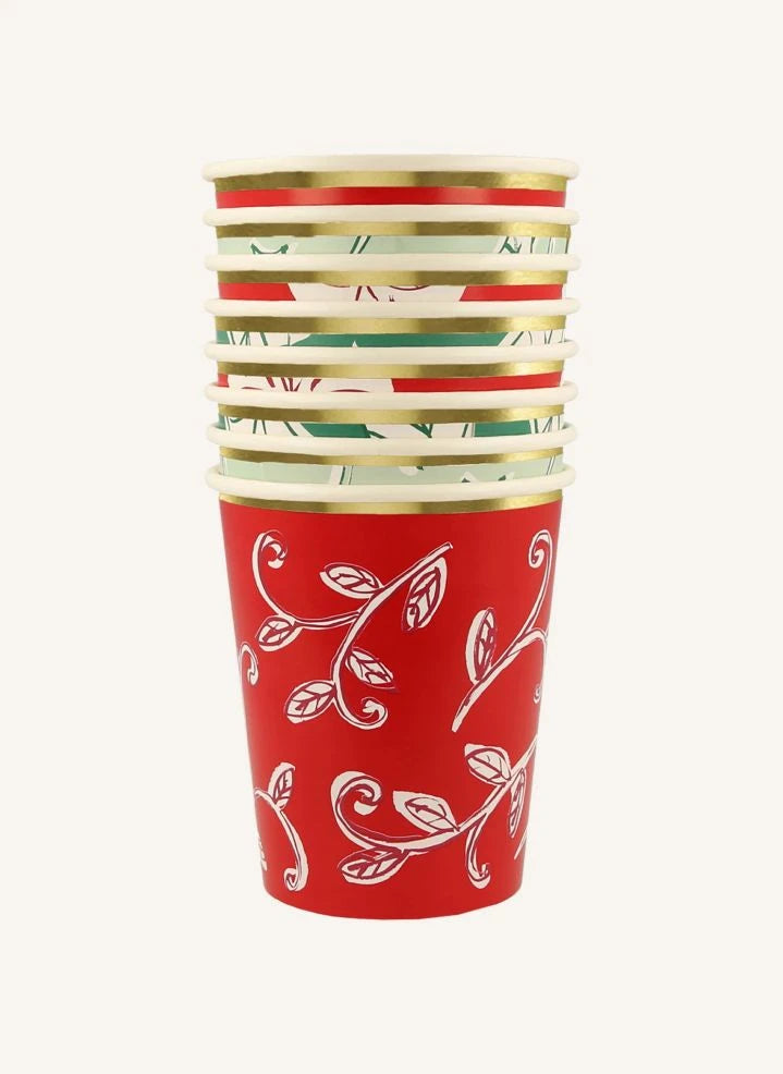 Meri Meri - Block Printed Christmas Cups - Set of 8