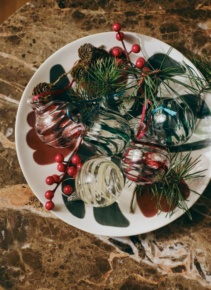 Broste Copenhagen - Glass Curved Christmas Ornaments - Set of 3 | White