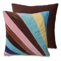 HKliving - Striped Velvet Pillow | Pink
