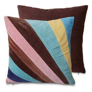 HKliving - Striped Velvet Pillow | Pink