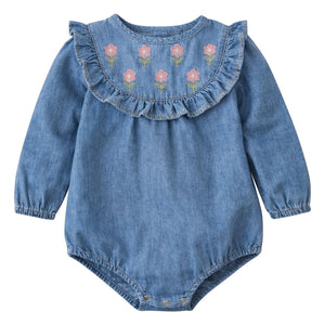 Lililotte - Berenice Tencel Organic Cotton Embroidered Jumpsuit | Denim blue